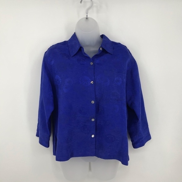 Chico’s Button Up Blouse Jacket Silk Linen Blend - Picture 2 of 7